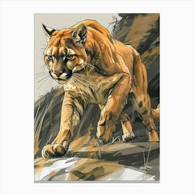 Cougar Precisionist Illustration 4 Canvas Print