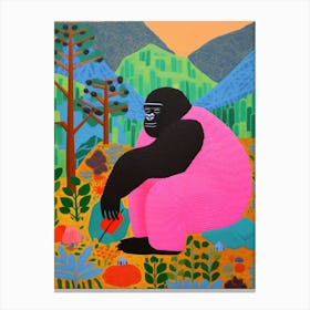 Maximalist Animal Painting Mountain Gorilla 3 Canvas Print