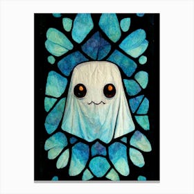 A Cute Ghost Made Of Stain Glass Canvas Print
