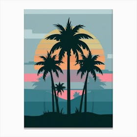 Palm Trees At Sunset Canvas Print