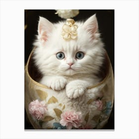 White Kitten In An Egg Canvas Print