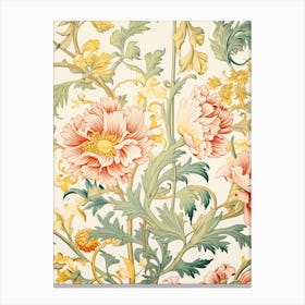 Wallpaper With Pink Flowers Canvas Print