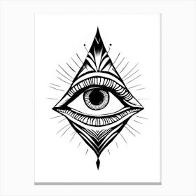 Consciousness, Symbol, Third Eye Simple Black & White Illustration 3 Canvas Print