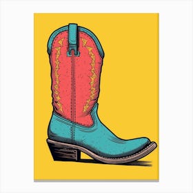 Cowgirl Boots Bright Colours Illustration 2 Canvas Print