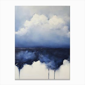 Indigo Navy Blue Cloud Abstract Oil Painting Canvas Print