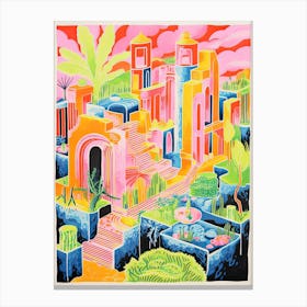 Hanging Gardens Of Babylon Abstract Riso Style 2 Canvas Print