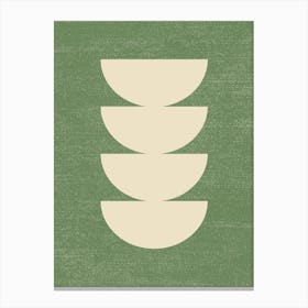 Half-circle Mid-century Style Minimal Abstract Monochromatic Composition - Deep Green Canvas Print