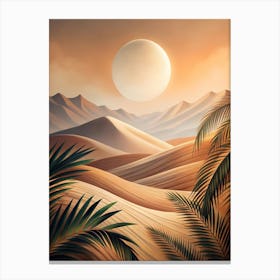 Desert Landscape With Palm Trees 7 Canvas Print