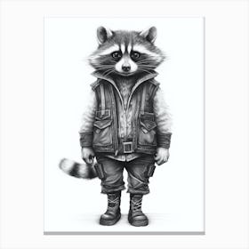 Raccoon Wearing Boots Illustration 1 Canvas Print