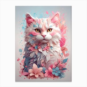 Cat With Flowers Canvas Print