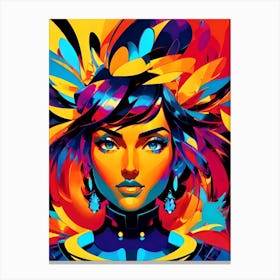 Girl With Colorful Hair Canvas Print