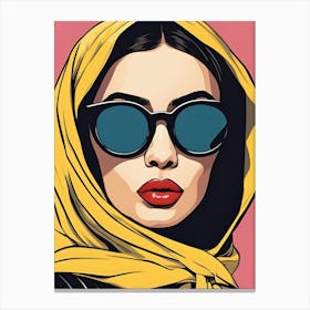 Chic Woman In Sunglasses, pop art Canvas Print