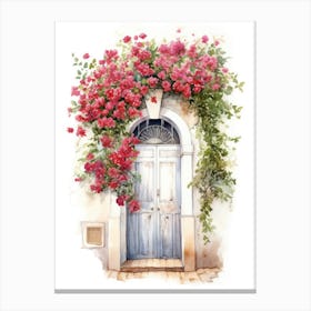 Tarragona, Spain   Mediterranean Doors Watercolour Painting 2 Canvas Print