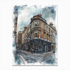 Tower Hamlets London Borough   Street Watercolour 3 Canvas Print