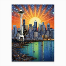 Seattle Washington Pointillism 12 Canvas Print