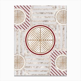 Geometric Glyph Abstract in Festive Gold Silver and Red n.0100 Canvas Print
