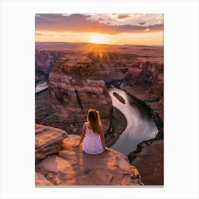 Sunset At Horseshoe Bend Canvas Print