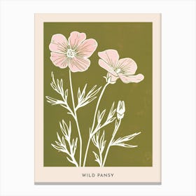 Pink & Green Wild Pansy 2 Flower Poster Canvas Print