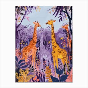 Cute Giraffe In The Leaves Watercolour Style Illustration 4 Canvas Print