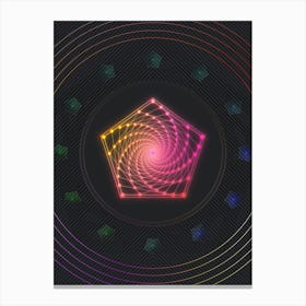 Neon Geometric Glyph in Pink and Yellow Circle Array on Black n.0139 Canvas Print