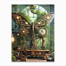 Mechanical Nectar: Where Nature and Industry Coalesce Canvas Print