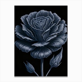 A Carnation In Black White Line Art Vertical Composition 61 Canvas Print