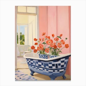 A Bathtube Full Of Anemone In A Bathroom 3 Canvas Print