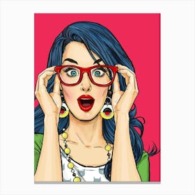 Pop Art Happy Sunglasses Girl Canvas Print