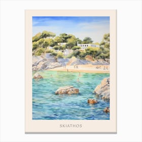 Swimming In Skiathos Greece Watercolour Poster Canvas Print