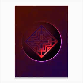 Geometric Neon Glyph on Jewel Tone Triangle Pattern 169 Canvas Print