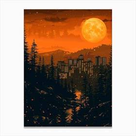 Sunset Over A City Canvas Print