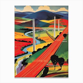 Millau Bridge, France, Colourful 1 Canvas Print