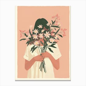 Spring Girl With Pink Flowers 3 Canvas Print