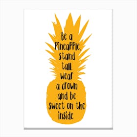 Be A Pineapple Orange Silhouette Canvas Print