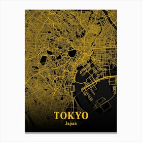 Tokyo Gold City Map 1 Canvas Print