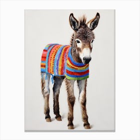 Baby Animal Wearing Sweater Donkey 2 Canvas Print