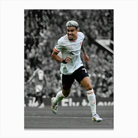 Luis Diaz Of Liverpool Celebrates Scoring His Team S Second Goal During The Premier League Match Between Manchester United Canvas Print