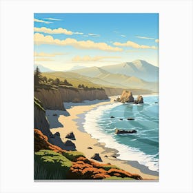 Big Sur California, Usa, Flat Illustration 3 Canvas Print
