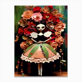 Day Of The Dead Ballerina Marionette Vintage - Inspired By Tim Burton Canvas Print
