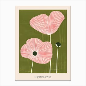 Pink & Green Moonflower 2 Flower Poster Canvas Print