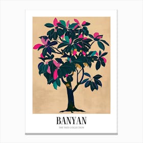 Banyan Tree Colourful Illustration 4 Poster Canvas Print