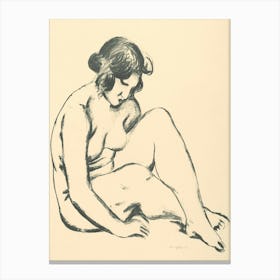 Sitting Female Nude, Mikuláš Galanda Canvas Print