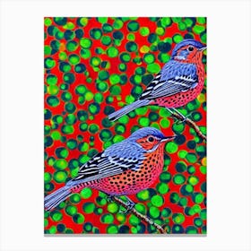 Hermit Thrush 2 Yayoi Kusama Style Illustration Bird Canvas Print