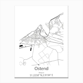 Ostend,Belgium Minimalist Map Canvas Print