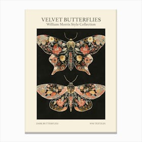 Velvet Butterflies Collection Dark Butterflies William Morris Style 7 Canvas Print