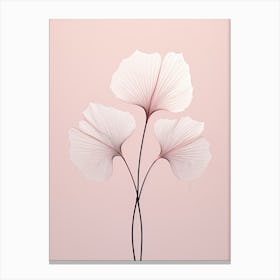 Ginkgo Leaves On Pink Background Canvas Print