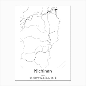 Nichinan,Japan Minimalist Map Leinwandbild