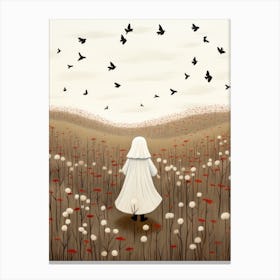 Girl In A Field Canvas Print