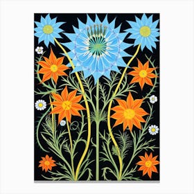 Flower Motif Painting Love In A Mist Nigella 2 Canvas Print