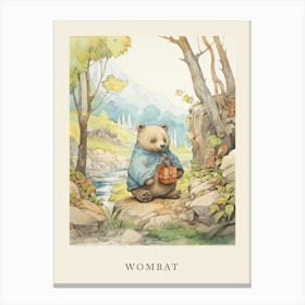 Beatrix Potter Inspired  Animal Watercolour Wombat 1 Canvas Print